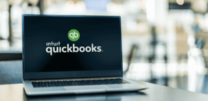 quickbooks software displayed on a laptop
