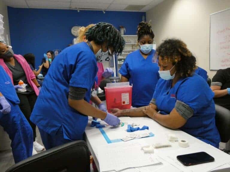 students getting phlebotomy training CCI Training Center
