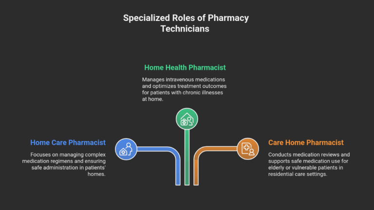 Specialized roles of pharmacy technicians infographic