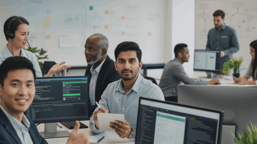 New IT hire at entry-level position on first day in IT company.