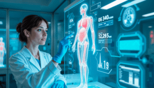 Medical assistant using AI tool to analyze a patient’s chart.